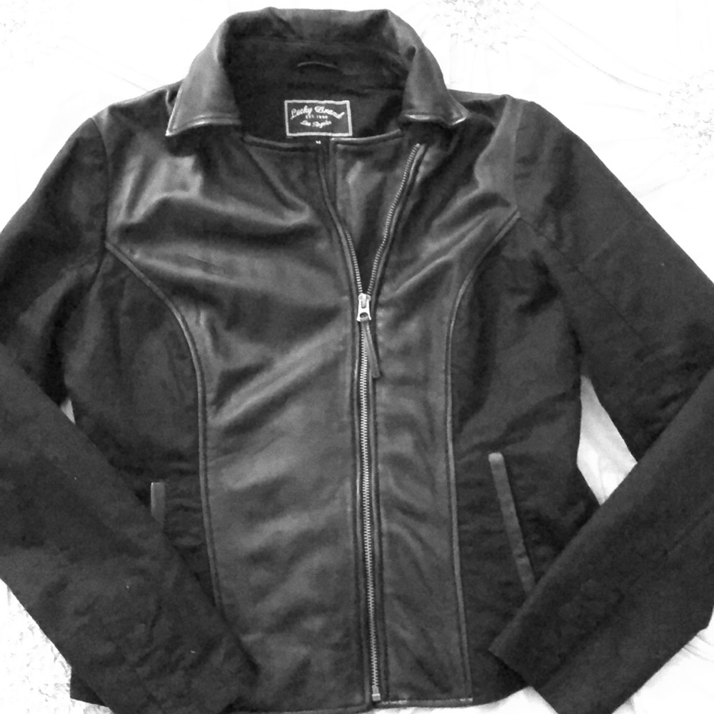 Lucky Brand Leather Mixed Jacket